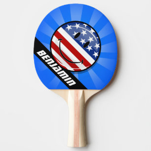 Raquette De Ping Pong Drapeau américain de sourire