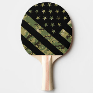 Raquette De Ping Pong Drapeau américain du Camouflage numérique milita
