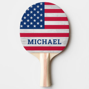 Raquette De Ping Pong Drapeau américain Patriotique Rouge Blanc Bleu