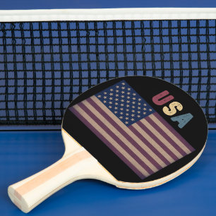 Raquette De Ping Pong Drapeau américain rétro grunge USA patriotique