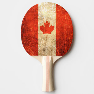 Raquette De Ping Pong Drapeau canadien vintage rayé et porté