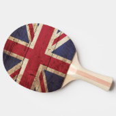 Raquette De Ping Pong Drapeau d'Angleterre sur le vieux grain de bois (Côté)