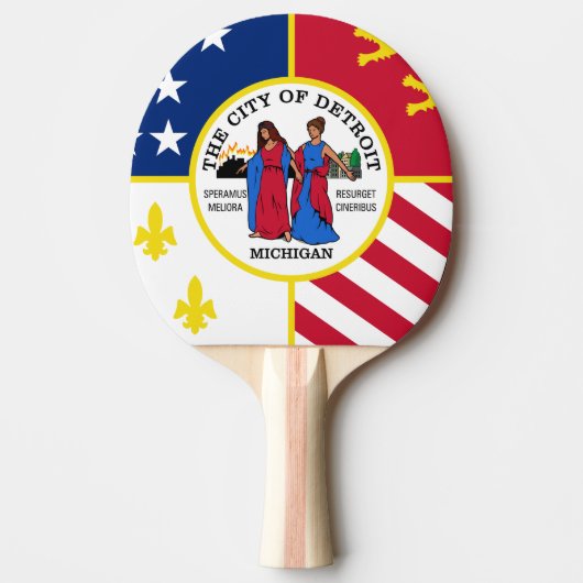 Raquette De Ping Pong Drapeau de Detroit, Michigan Ping Pong Paddle (Devant)