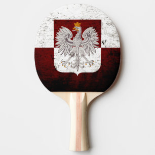 Raquette De Ping Pong Drapeau de la Pologne Black Grunge