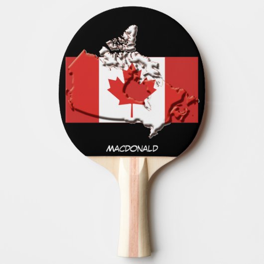Raquette De Ping Pong DRAPEAU DU CANADA & CARTE Noir Personnalisé (Devant)