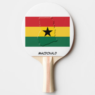 Raquette De Ping Pong DRAPEAU ET CARTE GHANA Personnalisé