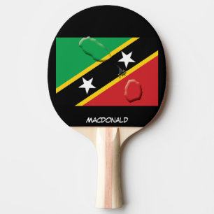 Raquette De Ping Pong Drapeau et carte personnalisés de SAINT-KITTS-ET-N