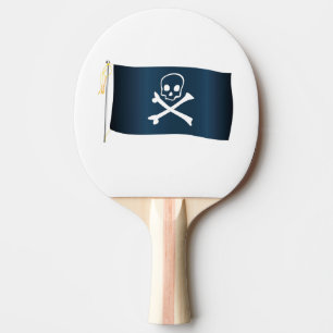 Raquette De Ping Pong Drapeau et mât à mâchoire du crâne pirate et d
