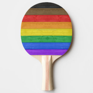 Raquette De Ping Pong Drapeau gay pride inclusif SlipperyJoe ru texturé