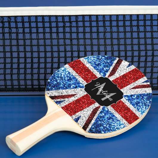 Raquette De Ping Pong Drapeau rouge bleu blanc brillant parties scintill (Insitu)