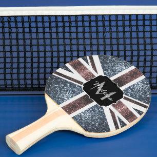 Raquette De Ping Pong Drapeau Rustique UK rouge bleu étincelants parties