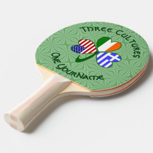 Raquette De Ping Pong Drapeau Shamrock Personnalisé Américain Irlandais
