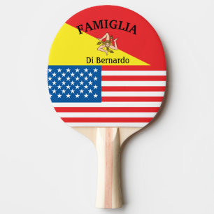 Raquette De Ping Pong Drapeau sicilien-américain personnalisé