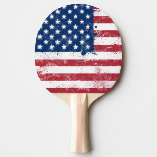 Raquette De Ping Pong Drapeau Splatter Peint USA