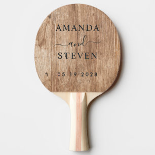 Raquette De Ping Pong Driftwood Boards Couple Nomme avec Date de Mariage