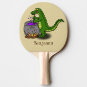 Raquette De Ping Pong Drôle alligator vert cuisine dessin animé (Dos)