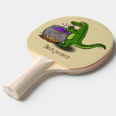Raquette De Ping Pong Drôle alligator vert cuisine dessin animé (Devant Angle)