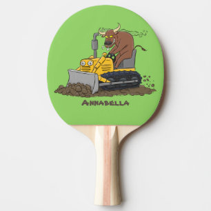 Raquette De Ping Pong Drôle bulldozer de conduite de taureaux