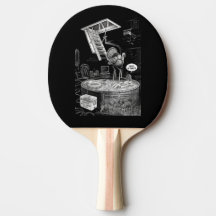 Raquette de ping pong drôle de la station de garag
