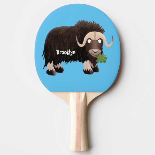Raquette De Ping Pong Drôle dessin animé de boeuf musqué (Devant)
