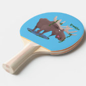 Raquette De Ping Pong Drôle dessin animé d'orignal heureux (Devant Angle)
