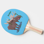 Raquette De Ping Pong Drôle dessin animé d'orignal heureux (Côté)