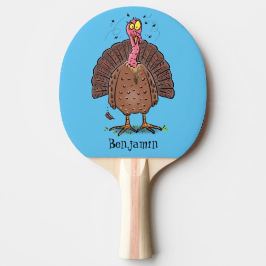 Raquette De Ping Pong Drôle dinde marron de la ferme avec des mouches de (Devant)