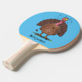 Raquette De Ping Pong Drôle dinde marron de la ferme avec des mouches de (Devant Angle)
