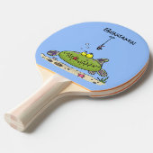 Raquette De Ping Pong Drôle gras affamé poisson vert dessin de pêche (Devant Angle)