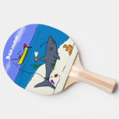 Raquette De Ping Pong Drôle requin couché et dessin animé de pêche (Côté)