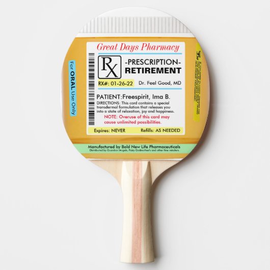 Raquette De Ping Pong Drôle retraite RX (Devant)