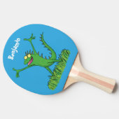 Raquette De Ping Pong Drôle vert souriant animé lézard d'iguane (Côté)