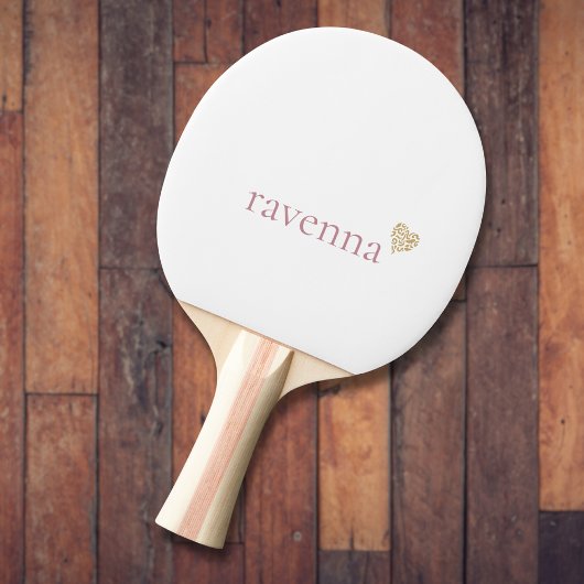 Raquette De Ping Pong Dusty Rose Personalized Name Gold Leopard Heart