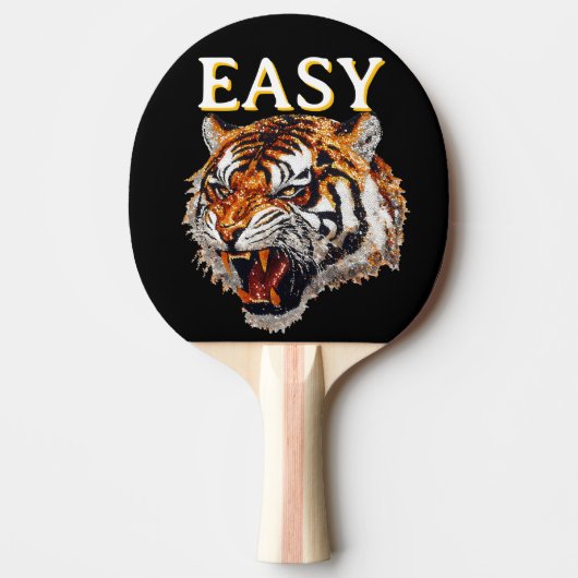 Raquette De Ping Pong Easy Tiger Portrait Faux Sequin look tendance (Devant)