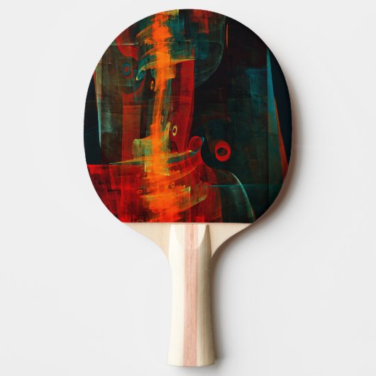 Raquette De Ping Pong Eau Orange Rouge Bleu moderne Art Abstrait Motif (Devant)