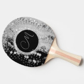 Raquette De Ping Pong Écharpe noire et argentée Monogramme (Côté)