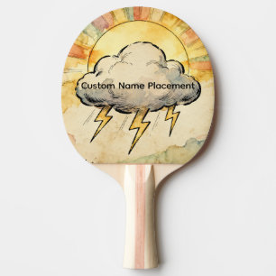 Raquette De Ping Pong Éclair de nuage, rayons de soleil, couleur pastel,