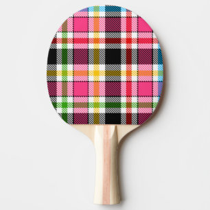 Raquette De Ping Pong Écossais multicolore flanelle rose noir
