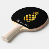 Raquette De Ping Pong Écriture en or noir ananas (Devant Angle)