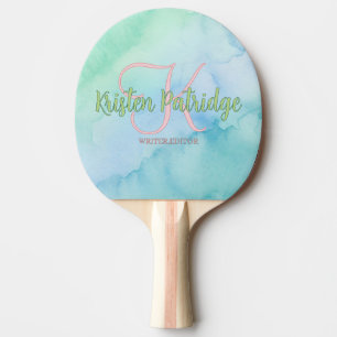 Raquette De Ping Pong éditeur de peinture à l'eau bleu vert nom de l'écr