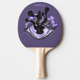 Raquette De Ping Pong Éffrayant Gothique Violet Oeil Halloween Art