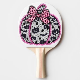 Raquette De Ping Pong Éffrayant Lace Halloween Citrouille Coquette