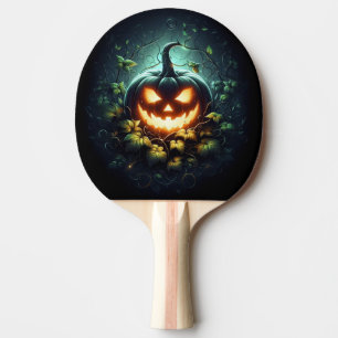 Raquette De Ping Pong Éffrayant nature brillant Halloween citrouille