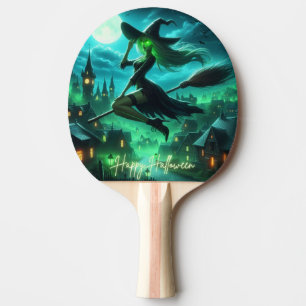 Raquette De Ping Pong Éffrayante verdure Halloween sorcière