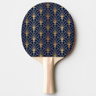Raquette De Ping Pong Elégance orientale : Motif de ventilateur d'or