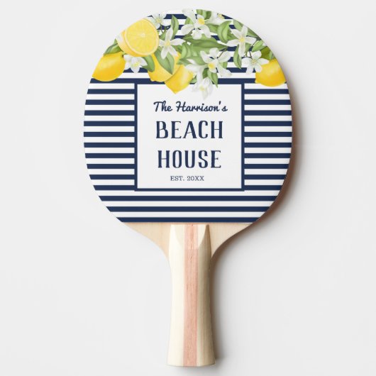 Raquette De Ping Pong Elégant Beach House aquarelle Lemon (Devant)