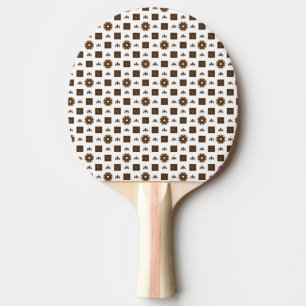 Raquette De Ping Pong Elégant blanc et Brown Motif À damiers