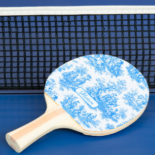 Raquette De Ping Pong Elégant bleu turquoise vintage toile de jouy