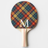 Raquette De Ping Pong Elegant blue & orang tartan plaid Monogram (Devant)