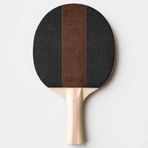 Raquette De Ping Pong Élégant cuir Vintage noir et Brown